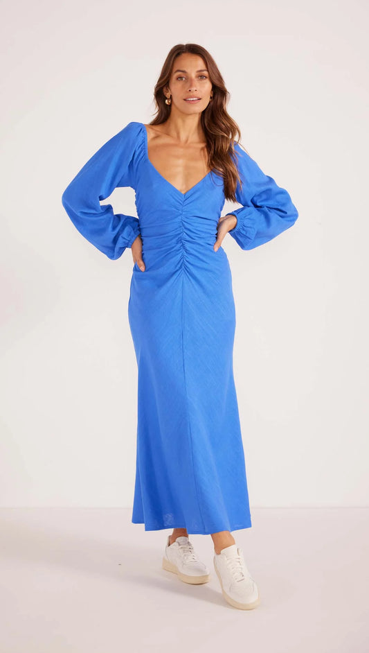 Phoebe Ruched Midi Dress - Sapphire