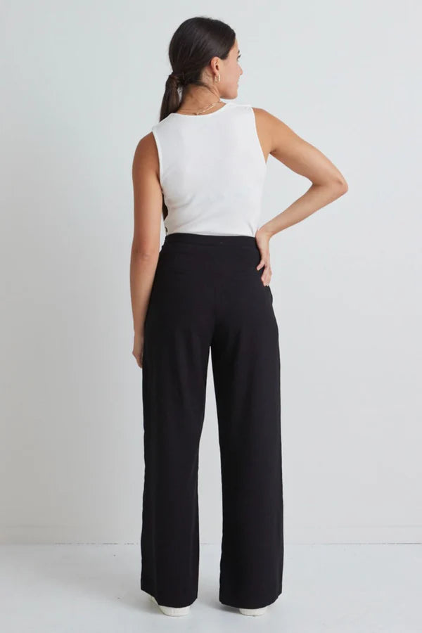 Best Life Black Soft Crepe Wide Leg Pant