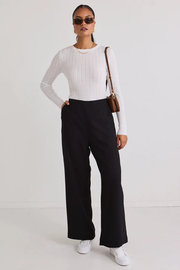 Best Life Black Soft Crepe Wide Leg Pant