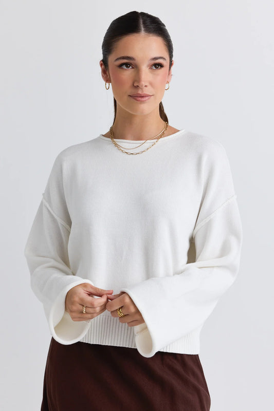 Daytime Ivory Long Sleeve Cotton Jumper