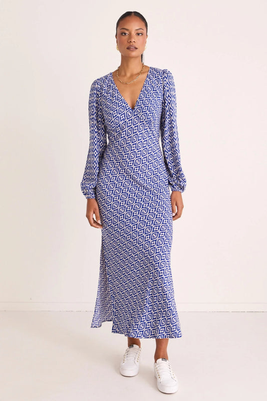 Phoenix Electric Blue Batik Bias Maxi Dress