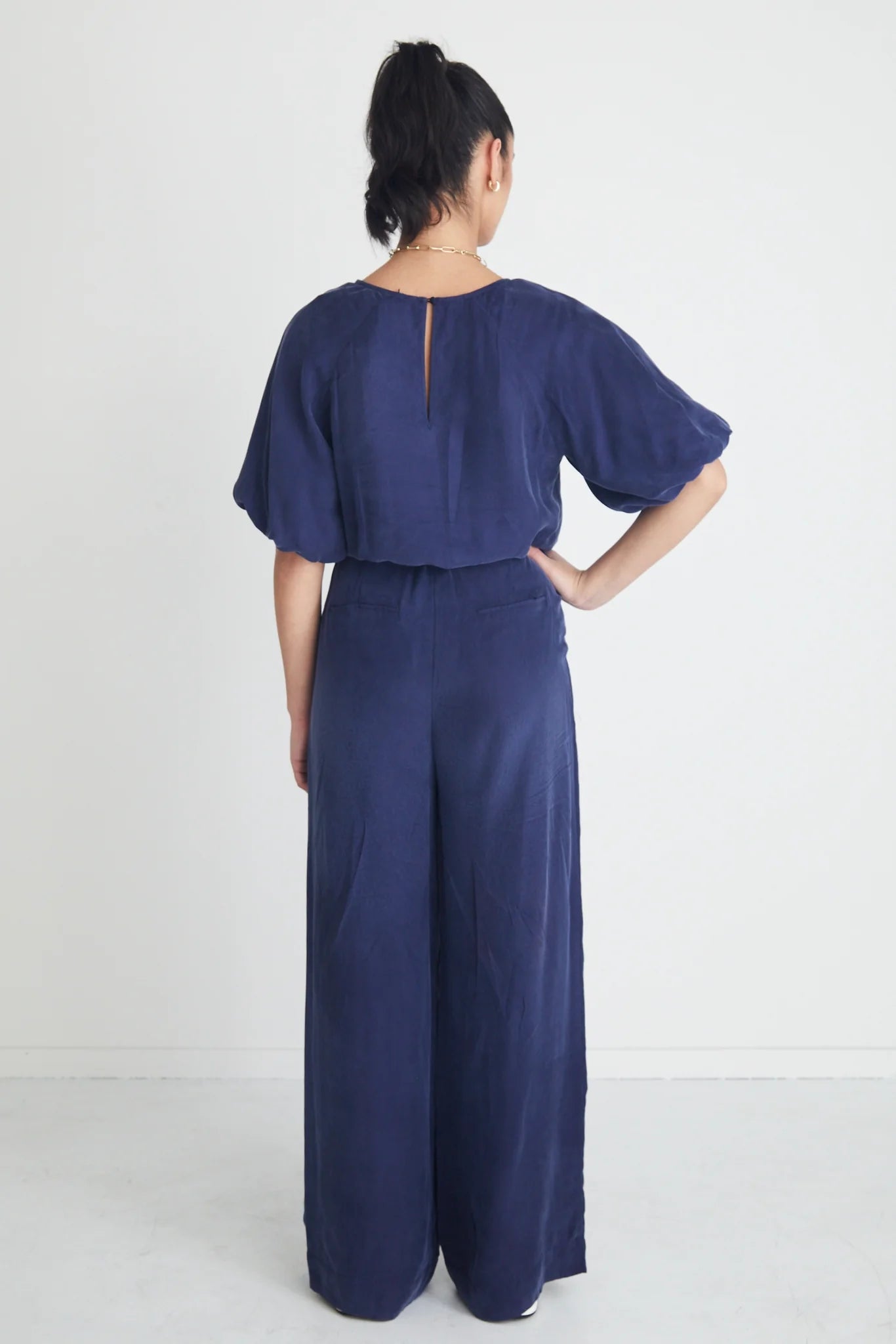 Vice Blue Cupro Pleat Front Manstyle Wide Pant