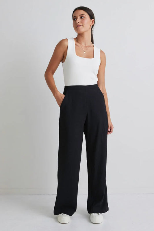 Best Life Black Soft Crepe Wide Leg Pant