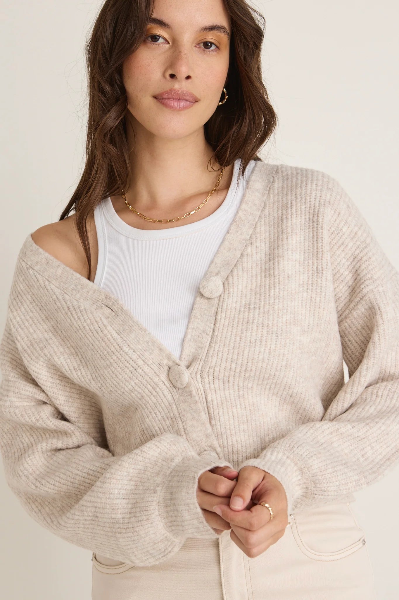 Wholesome Oat Chunky Knit Cardigan