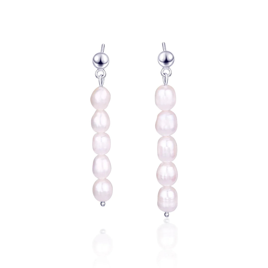 Droplet Pearl Earrings Silver